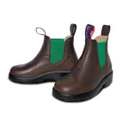 Børnestøvler med elastikside - brun/grøn