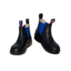 Sorte ankelstøvler med blå elastik